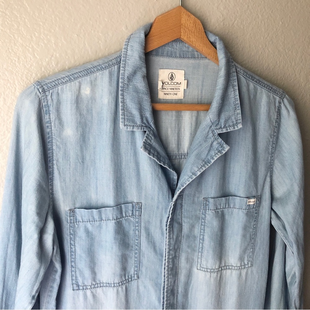 Volcom Lightweight Stonewashed Denim Jumpsuit - image 2